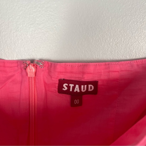 New STAUD Elio Off-shoulder Dress in Cotton Poplin size 00 in Plumeria - Picture 3 of 9